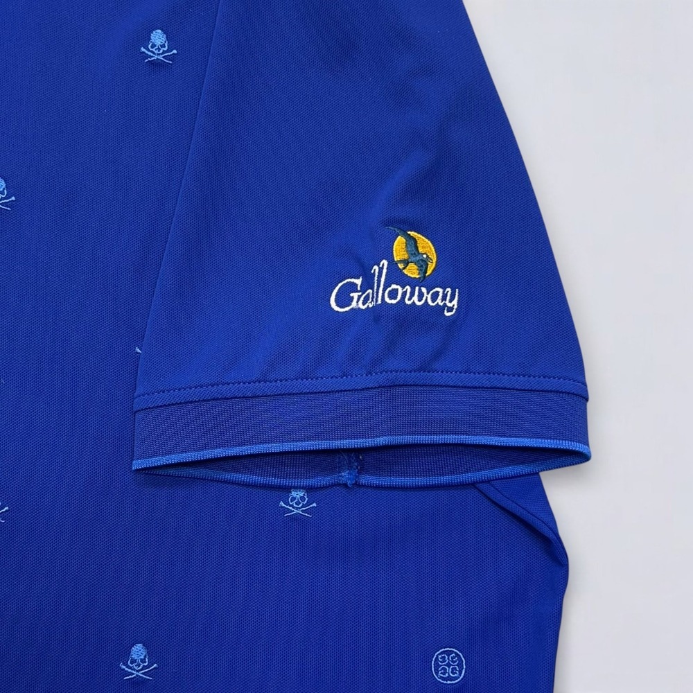 G/FORE Polo Shirt Men's Medium Blue Skull & Tees Tech Performance Golf *Logo* - Picture 6 of 9